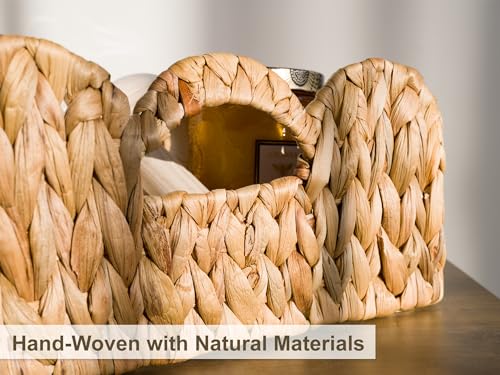 StorageWorks Scalloped Wicker Basket, Woven Baskets for Storage, Rattan Baskets with Handles, Paper Rope Basket for Organizing and Decor, 2 Pack - color: Natural(Water Hyacinth), size: 11 ½" L x 11 ½" W x 5 ¾" H