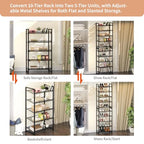 10 Tier Shoe Rack, Tall Metal Shoe Storage with Adjustable Shelves, Holds 20-25 Pairs, Stackable Shoe Stand for Garage Hallway Bedroom, Bronze - size: 10Tier