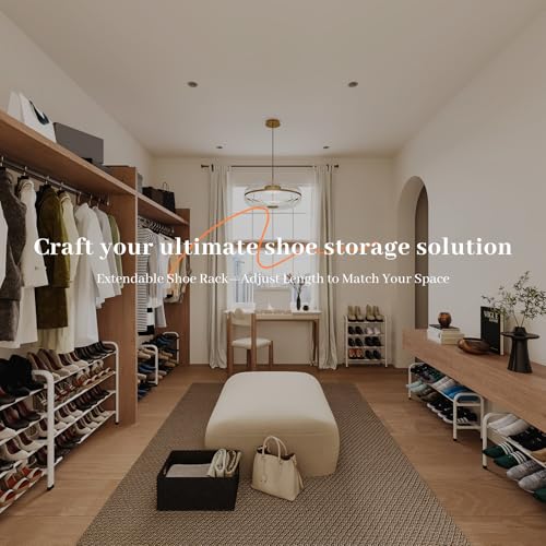 Expandable Shoe Rack, 4-Tier Metal Small Shoe Rack, Adjustable Shoes Organizer, Storage Shelf for Closet, Entryway, White - color: White, size: 4-Tier