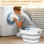 OOAMBB 43L(11.5Gallon) Collapsible Laundry Baskets Plastic, Pop Up Laundry hamper/Storage Container, Foldable Laundry Basket with Large Capacity,Sturdy,Space Saver (Grey, 2 Packs) - color: Grey