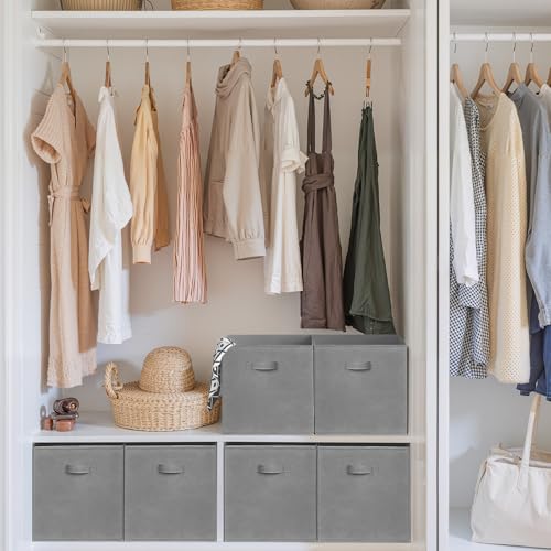 Cupic Cupid 13x13 Storage Cubes, 6 Pack Open Storage Bins with Handles, Storage Cube Organizer for Clothes and Toys, Collapsible Cube Bins for Closet, Shelves, Offices, Gray - color: Gray, size: 13 Inch