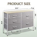 WLIVE Dresser for Bedroom with 5 Drawers, Wide Bedroom Dressers with Drawer Organizers, Chest of Drawers, Fabric Dresser for Living Room, Closet, Hallway, Light Grey - color: Light Grey