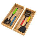 Drawer Organizer Storage Box Kitchen - Wood Stackable Tray Utensil Organizer for Office Drawers,Cabinets,Shelves,Pantry,or Bathroom Counter,Drawer Dividers for Silverware Set of 2（15x6x2.5inch） - size: 15x6x2.5inch
