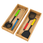 Drawer Organizer Storage Box Kitchen - Wood Stackable Tray Utensil Organizer for Office Drawers,Cabinets,Shelves,Pantry,or Bathroom Counter,Drawer Dividers for Silverware Set of 2（15x6x2.5inch） - size: 15x6x2.5inch