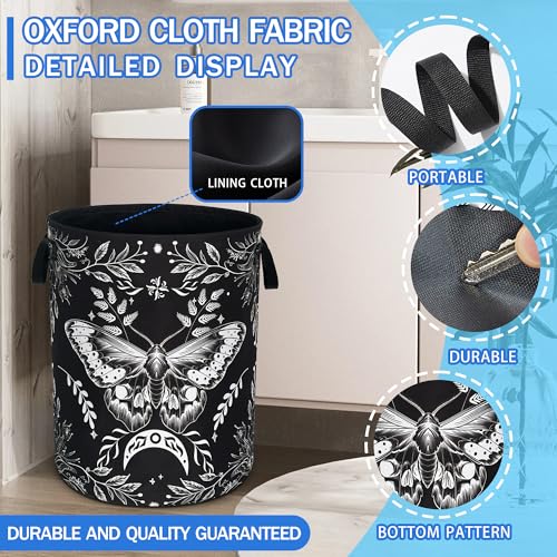 Moth Laundry Basket Oxford Cloth Funny Butterfly Laundry Hamper With Handle Foldable Portable Clothes Storage Basket 18.9 X 16.5 In Storage Bag For Laundry Room/Bathroom/Bedroom/Dormitories - color: Butterflies