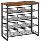 HOOBRO Shoe Rack, 5 Tier Shoe Organizer for Front Door Entrance, Shoe Shelf with Adjustable Tilt Angle, Holds 16-20 Pairs, for Entryway, Garage, Closet, Rustic Brown and Black BF08XJ01 - size: 29.5"L x 11.4"W x 29.6"H