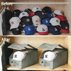2 Pcs Stackable Baseball Cap Organizer, Washable Foldable Oxford Cloth, Smooth Durable Metal Zipper Hat Storage Holder for Closet, Holds 24 Caps with Large Clear Window, Hat Box for Home Storage - size: Small:12.1X8.7X6.7in