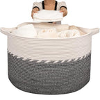 OIAHOMY 125L Extra Large Blanket Basket, 25" x 16", Jumbo Laundry Hamper, Cotton Rope Basket with Handles,Baby Toy Storage Bins,Black - color: Black, size: 25" x 25" x 16"
