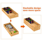 Drawer Organizer Storage Box Kitchen - Wood Stackable Tray Utensil Organizer for Office Drawers,Cabinets,Shelves,Pantry,or Bathroom Counter,Drawer Dividers for Silverware Set of 2（15x6x2.5inch） - size: 15x6x2.5inch
