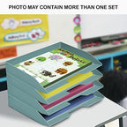 Acrimet 2 Tier Paper Organizer Letter Tray – Plastic Stackable Desk File Organizer, Side Load Paper Sorter for Letter/A4 Office File Folder Holder – Solid Green