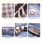 BOYATU Travel Makeup Bag for Women: Large Cosmetic Bag Set of 3 - PU Leather Make up Bag with Compartments - Compact Waterproof Toiletry Bag with Divider & Handle (D-3-Brown) - color: D-3-Brown
