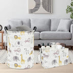 FANKANG Storage Basket, Nursery Hamper Canvas Laundry Basket Foldable with Waterproof PE Coating Large Storage Baskets for Kids Boys and Girls, Office, Bedroom, Clothes,Toys(Lovely Animals) - color: Lovely Animals