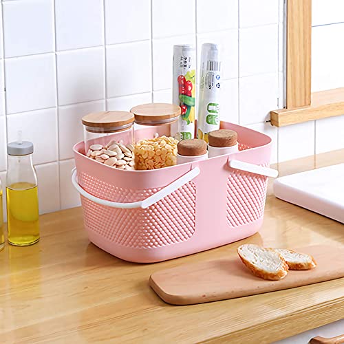 Shower Caddy Basket, Portable Large Capacity Thickened Plastic Organizer Storage Tote with Handles Drainage Toiletry Bag Bin for Bathroom, College Dorm Room Essentials, Kitchen, Camp, Gym, Pink - color: Pink