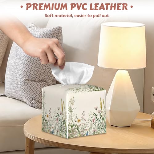 Tissue Box Cover - Vintage Floral Tissue Holder, Square Leather Napkin Holder Facial Paper Case Decorative Tissues Cover for Home Kitchen Dining Bathroom Office, 2 Pcs - color: Vintage Floral