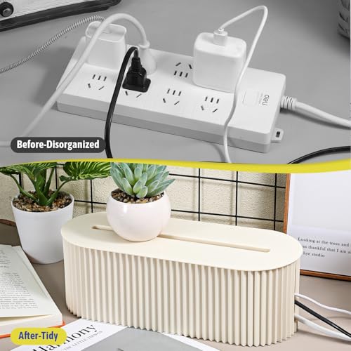 SHENLIU 2-Pack Cable Management Box, 13x5.12x4.5 inches Cable Organizer Box to Hide Power Strip & Under Desk for Power Strips Surge Protectors Chargers Adapters Office Home