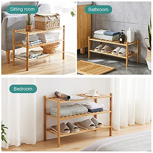 viewcare 3-Tier Free Standing Shoe Racks, Bamboo Wood Shoe Rack for Entryway & Closet, Beautiful | Natural | Functional | Sturdy Shoe Rack - color: Natural Bamboo, size: 3-Tier