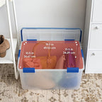 IRIS USA WeatherPro 60 Qt Storage Bins with Lids, 3 Pack, BPA-Free Plastic Gasket Box with Tight Latch and Seal, Stackable Nestable Tote Tub - Clear/Blue - size: 60 Qt. - 3 Pack