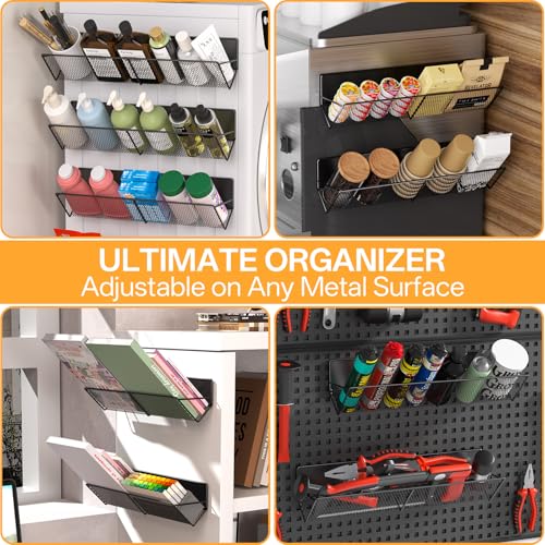 DTUQYX Magnetic Spice Rack for Refrigerator 4 Pack, Extra Long Strong Magnetic Fridge Shelves(14-16.5 inch), Space Saving Spice Organizer 45° Tilt, No Drilling Home Kitchen Laundry Storage Shelves - style: Magnetic Tilt Spice Rack