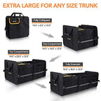 HEYTRIP Large Trunk Organizer With Built-in Leakproof Cooler Bag, 2 Tie-Down Straps, 4 Removable Dividers, Foldable Cover, Built with 2mm PE Board - color: Black