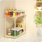 NPPLUS Acrylic Bathroom Counter Organizer, 2-Tier Tray Vanity Counter Organizer, Home Storage Holder for Makeup, Cosmetics & Perfume - style: Rectangle