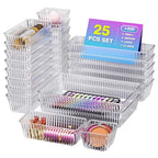 25 PCS Clear Plastic Drawer Organizer Set - 4 Sizes Makeup Organizer Desk Drawer Divider Bathroom Organizers and Storage Bins for Makeup, Jewelry, Gadgets, Office, Kitchen, Bedroom, Bathroom