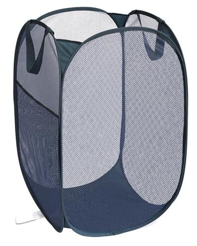 Bemkoo Navy Blue Durable Foldable Laundry Hamper, 22.8 x 14.2 x 14.2 inches - color: Navy Blue, size: Pop Vertical