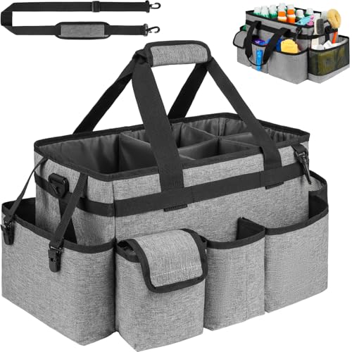 Cleaning Caddy Bag,Large Cleaning Supplies Organizer with Handle for Housekeepers,Gray - color: Grey, size: Large