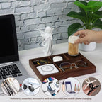 MultiBey 5-Slot Walnut Valet Tray Organizer | Wooden Valets Tray for Nightstand, Dresser & Desk |EDC Catchall Trays with 5 Sections for Jewelry, Wallet, Watch, Keys, Earbuds (Walnut) - color: Walnut - 5 Compartments