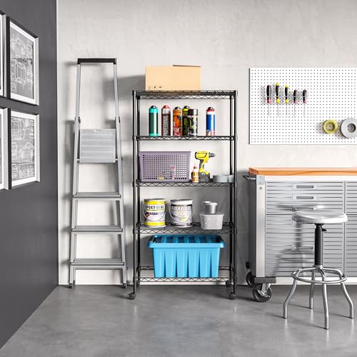 Seville Classics Solid Steel Wire Shelving Storage Unit Adjustable Shelves Organizer Rack, for Home, Kitchen, Office, Garage, Bedroom, Closet, Black, 5-Tier, 30" W x 14" D (NEW Model) - color: Black, size: 5-Tier, 30" W x 14" D (NEW MODEL)