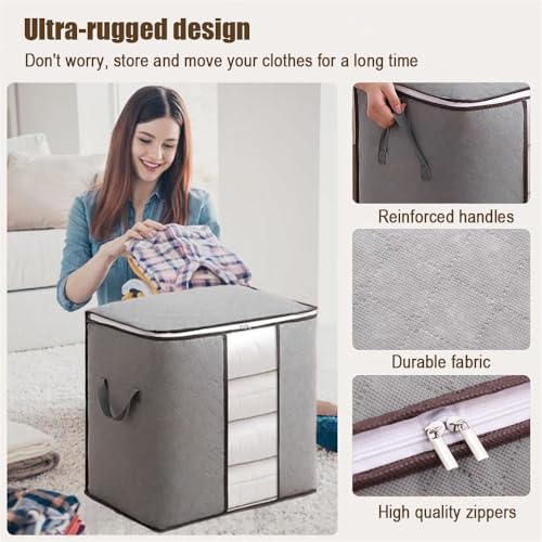 100L Extra Storage Bags with Zipper and Handles, Moving Boxes & Storage Bins Alternative, Packing Supplies, Moving Supplies for Dorm Room Essentials (20x19x12 IN) - size: 1 Pcs-100L Storage Bags