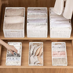 Foldable Closet Organizer with Adjustable Dividers, 7-Grid Wardrobe Storage Bin for Jeans, Sweaters, Pants & Clothes, Mesh Drawer Organizer with Handles (L 7 Grids: 6 Baffles) - size: Large 7 Grids: 6 Baffles