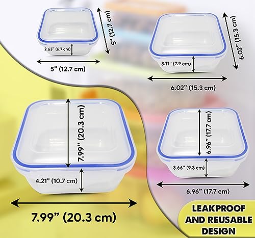 ARSUK Food Storage Containers with Airtight Lids - Reusable Plastic Containers Sets - BPA-Free Stackable Kitchen Storage for Meal Prep & Snacks - Microwavable & Dishwasher Safe (4 PCS) - color: 4 PCS