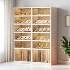 6 Tier 24 Pairs Large Shoe Rack Organizer with Doors, Foldable Collapsible Plastic Shelf, Stackable Storage Cabinet for Closet, Entryway, Hallway, Living Room - Easy Assembly - size: 6 Tiers 24 Pairs
