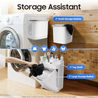 Removable Laundry Basket Organizer,3 Section Laundry Sorter with 4 Wheels,17.3×12.2×29.3in 2-Tier Divided Laundry Hamper with Wheels & Wall-Mountable Baskets,for Bedroom Laundry Room Bathroom