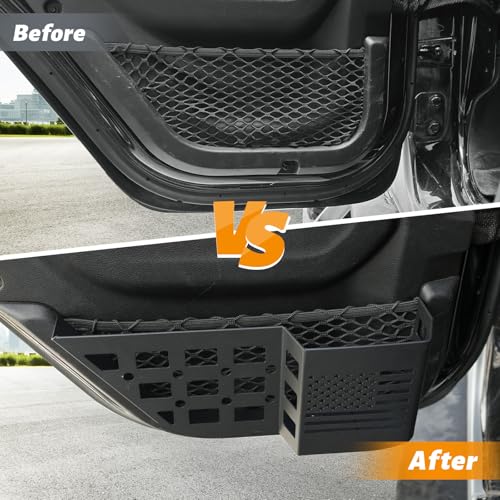 MAIKER 4PCS Metal Front Rear Door Storage Box Compatible with 2018-2025 Jeep Wrangler JL JLU 4XE & 2020-2025 Gladiator JT, Insert Organizer Box Pockets for Replace Sagging Nets, Black - size: JL/JT Front ＆ Rear