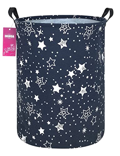 Laundry Hamper Large Canvas Fabric Lightweight Storage Basket/Toy Organizer/Dirty Clothes Collapsible Waterproof for College Dorms, Boys and Girls Bedroom,Bathroom(Blue star) - color: Blue star