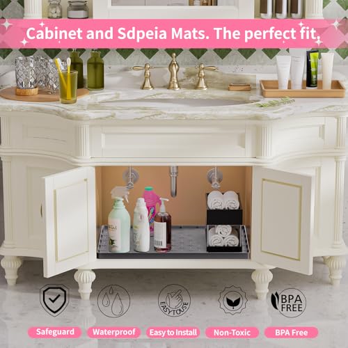 Sdpeia Under Sink Mat 19"×19" Waterproof Silicone Cabinet Liner & Sink Protector for Kitchen & Bathroom, Multi-Purpose Organizers Tray for Pets, Laundry, Cat Litter Mat,Gray - color: Gray, size: 19"W x 19"L