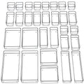 SMARTAKE 30-Piece Drawer Organizer with Non-Slip Silicone Pads, 7-Size Desk Drawer Organizer Trays Storage Tray for Makeup, Jewelries, Utensils in Bedroom Dresser, Office and Kitchen (Clear) - size: 30 PCS