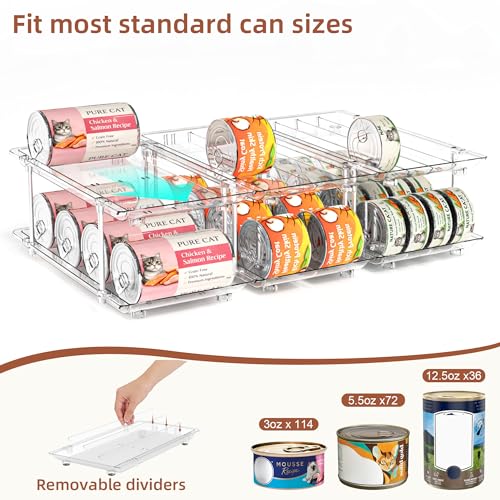 Attelite Cat Food Can Organizer, 2 Tier Can Organizer for Pantry, Rolling Stackable Cat Food Storage Rack Holds 96 (3oz) Cans, Canned Food Organizer for Pantry Kitchen Cabinet - color: 2 tier×3 set