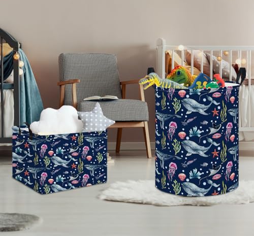 NTAOHAMPER Laundry Hamper, Laundry Basket, Nursery Hamper, Waterproof Storage Bin, Clothes Organizer Basket, Room Decor(Watercolor Ocean) - color: Watercolor Ocean