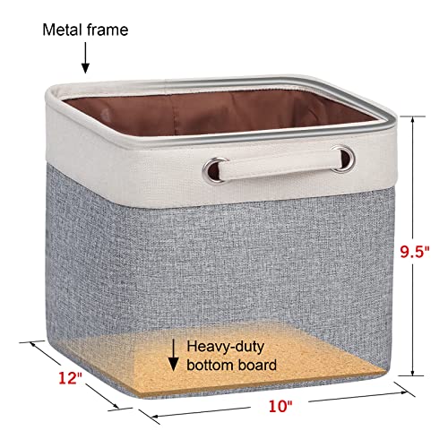 Kntiwiwo Foldable Storage Bin Collapsible Basket 12" x 10" x 9.5" Cube Storage Organizer Bins with Dual Carry Handles for Home Closet Shelves Drawers Organizer, Set of 3, Grey - color: Grey, size: 12" x 10" x 9.5"