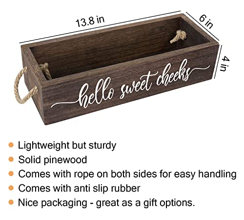 PZJIEAN 2 Sides Brown Funny Sayings Toilet Paper Bathroom Decor Box with Handle, Farmhouse Bathroom Decor Box for Toilet Paper - color: Brown
