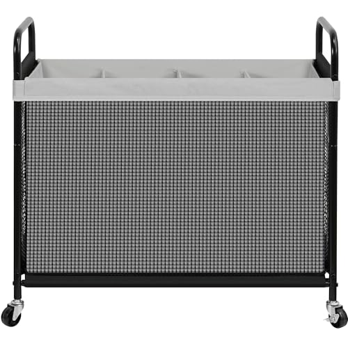 STO STO Laundry Hamper 4 Section, 140L Rolling Laundry Sorter Cart with Removable and Washable Liner Bag, Clothes Hamper with Wheels and Metal Handle for Laundry Room and Bedroom, Gray - color: Gray, size: 4-Section