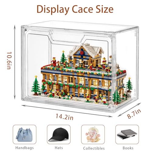 3 Pack Clear Storage Bins with Lids, Storage Containers with Magnetic Door, Stackable Acrylic Display Case for Handbags, Cosmetic, Multifunctional Storage Boxes for Dorm, Living Room, Bedroom Storage - size: 3pack
