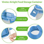 Viretec Rice Airtight Storage Container, 3 to 5Lbs Cereal Dry Food Flour Bin, Pet Dog Cat Food Dispenser with Measuring Cup, BPA Free Clear Plastic Kitchen and Pantry Organization Bin for Sugar, Pasta - color: 3L/Blue