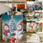 Cute Winter Snowman Laundry Basket - Heavy Duty 60L Dirty Clothes Organizer, Water Resistant Foldable Hamper for Men Women - color: Cute Winter Snowman