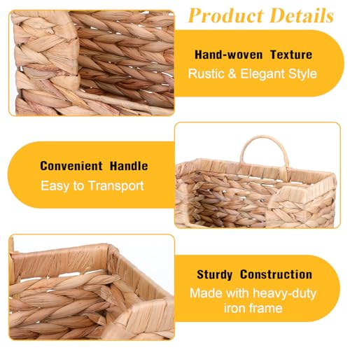 Woven Hanging Magazine Holder Water Hyacinth Magazine Basket Wall Mounted Woven Mail Organizer Wicker Storage Box with Handle Newspaper Rack Decorative for Home Office