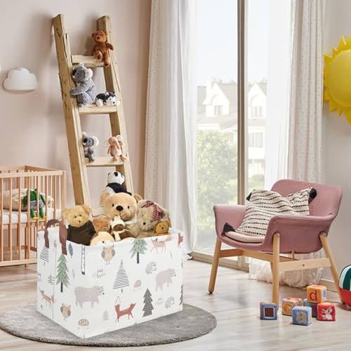 FXOLCSHE Rectangular Animals Basket,Waterproof Storage Bin for Bedroom,Nursery Hamper,Storage Bin for Boys Room Decor,Gift Basket,Animal Room Decor(Animals) - color: Animals