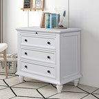 Modern Storage Wood Cabinet with 3-Drawer, Sofa Table Console Table End Table with Pull Out Tray, Accent Table Furniture for Entryway Living Room Bedroom, Fully Assembly Bedside Table - color: White