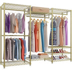 VIPEK V5 Portable Closet Wardrobe Heavy Duty Clothes Rack, Freestanding Metal Clothing Racks Custom Closet Racks with 8 Adjustable Shelves, 68.9" Lx15.7 Wx76.4 H, Max Load 890LBS, Gold - color: Gold, size: V5 Standard